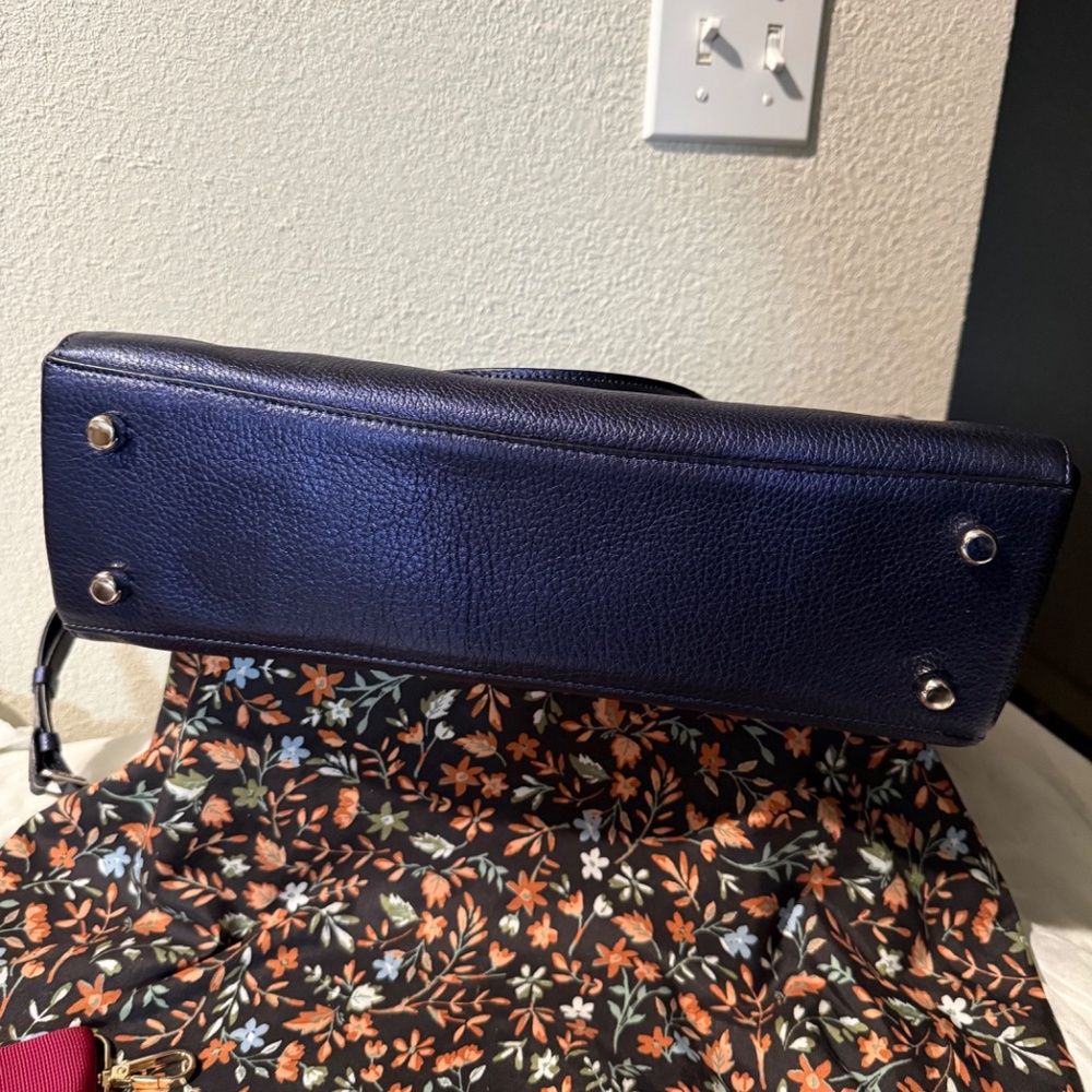 Coach Blue Shimmer Glimmer Metallic Satchel Rare Htf BNNU NWOT - Picture 5 of 14